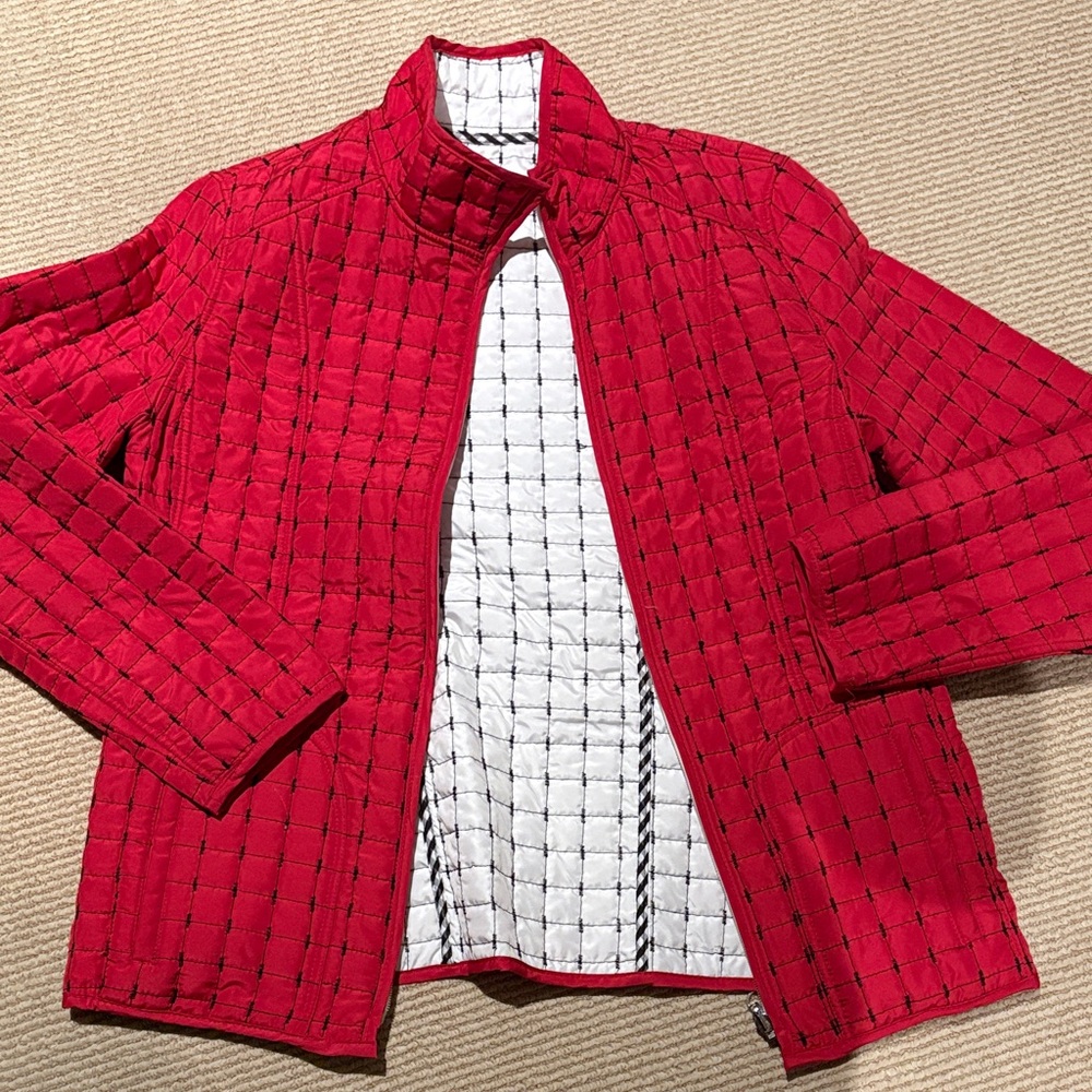 Marcona Vintage Red/White Reversible Quilted Jacket